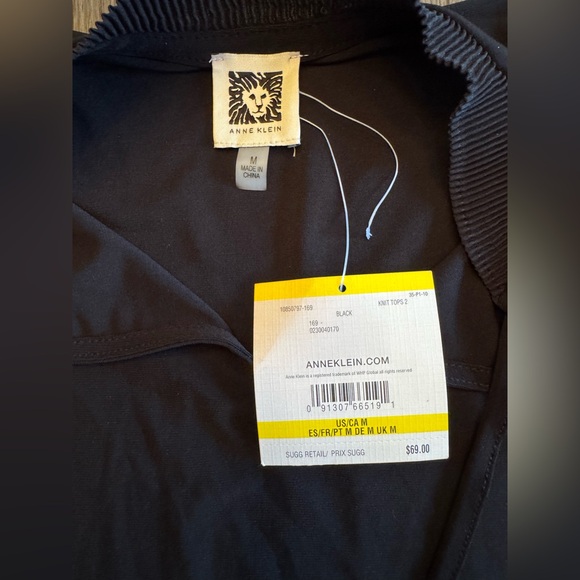 NWT Anne Klein Black Tie-Front Blouse - Picture 5 of 8